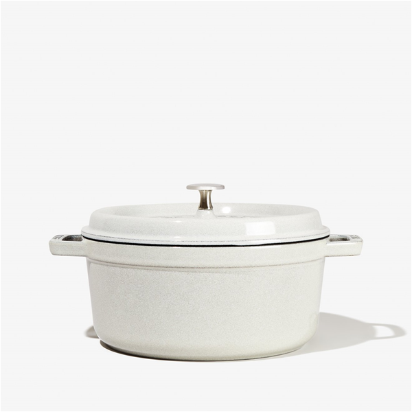 Staub 4 Qt. Cast Iron Round Dutch Oven in White Truffle – Premium