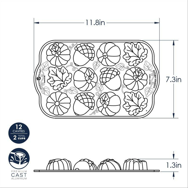 Nordic Ware Autumn Delights Cakelet Pan, Nonstick