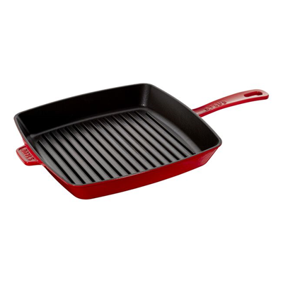 Staub 12" Sqaure Cast Iron Grill Pan - Cherry Red