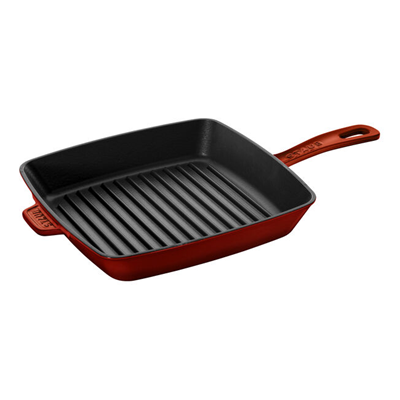 Staub 12" Sqaure Cast Iron Grill Pan - Grenadine