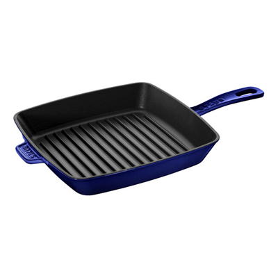 Staub 12" Sqaure Cast Iron Grill Pan - Dark Blue