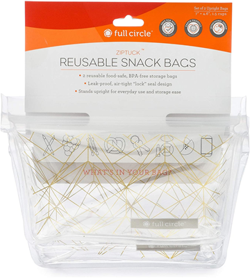 Full Circle ZipTuck Reusable Snack Bags - Gold Geo