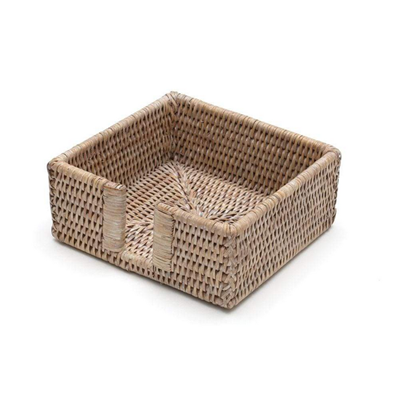 Caspari Rattan Cocktail Napkin Holder in White Natural