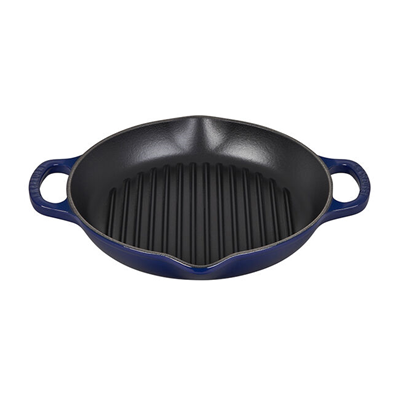 Le Creuset Signature 9.75" Deep Round Grill Pan - Indigo  