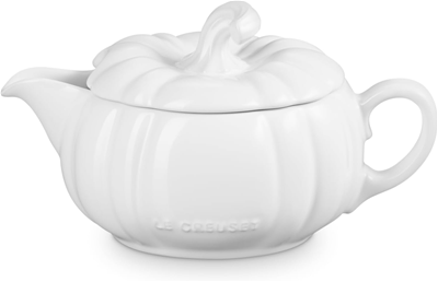 Le Creuset Pumpkin Gravy Boat with Lid - White